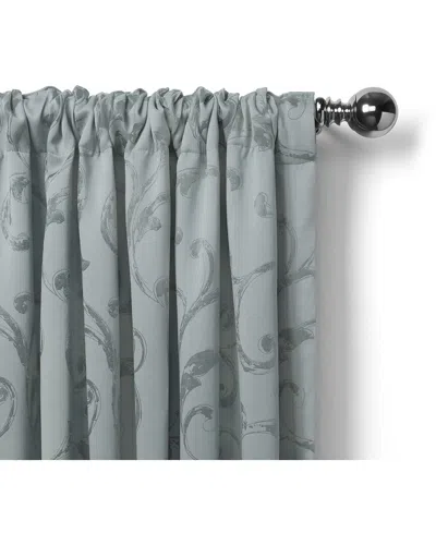 Elrene Mia Jacquard Scroll Blackout Window Curtain In Blue