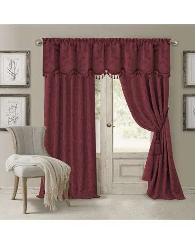 Elrene Mia Jacquard Scroll Blackout Window Curtain In Burgundy