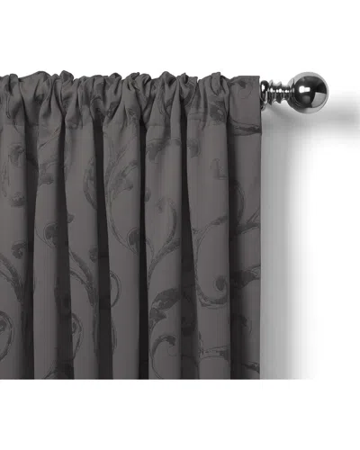 Elrene Mia Jacquard Scroll Blackout Window Curtain In Gray