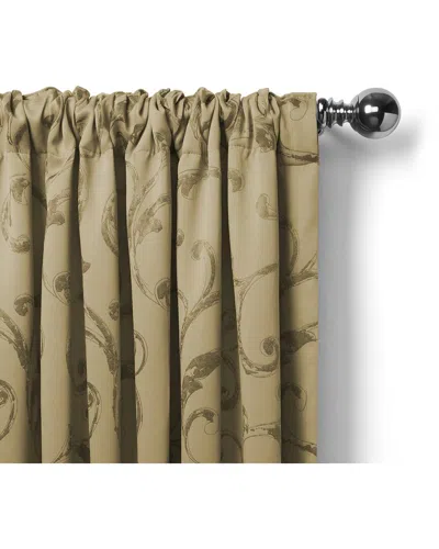 Elrene Mia Jacquard Scroll Blackout Window Curtain In Green