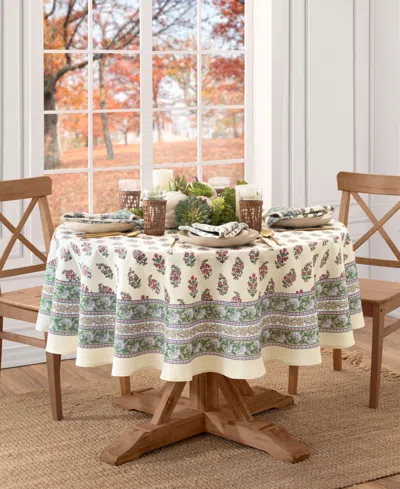 Elrene Nomad Harvest Block Print Oval Tablecloth, 60" X 84" Oval In Multi