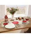 Elrene Poinsettia Season Fabric Table Linens Collection In White