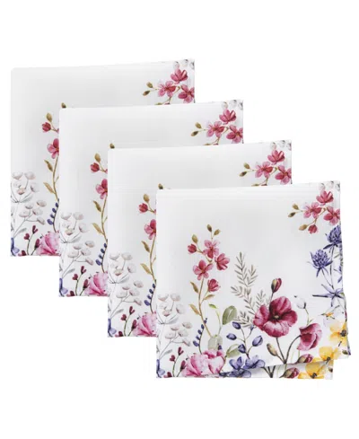 Elrene Poppy Wildflower Border Napkin Set Of 4 In Multi