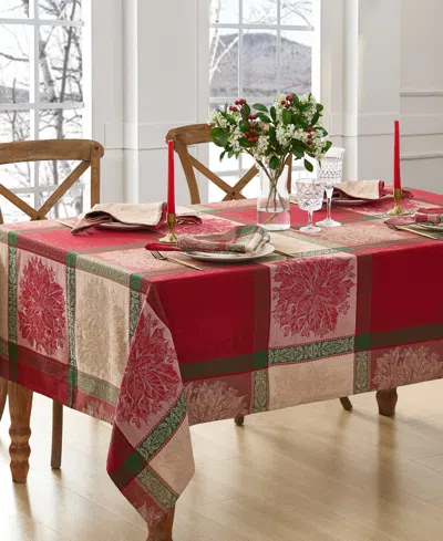 Elrene Prestige Poinsettia Jacquard Rectangle Tablecloth, 70"x 52" In Multi