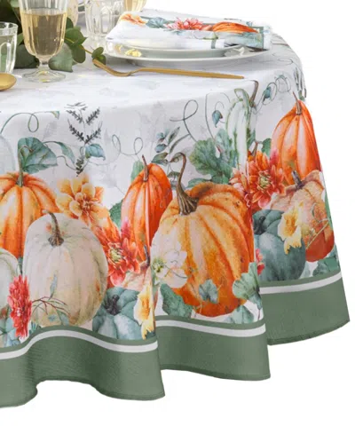 Elrene Pumpkin Harvest Vine Double Border Tablecloth, 60" X 84" Oval In Multi