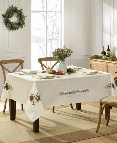 Elrene Rustic Winter Botanical Embroidered Tablecloth, 60" X 120" In Multi