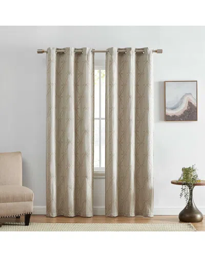 Elrene Set Of 2 Palmetto Lattice Embroidered Blackout Window Curtain Panels In Neutral