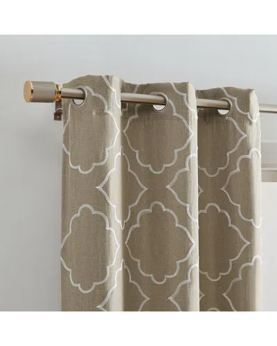 Elrene Set Of 2 Valian Lattice Embroidered Blackout Window Curtain Panels In Neutral