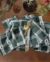 Elrene Sherwood Tree Dobby Cotton Napkins 17"x 17", Set Of 8 In Green