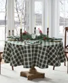 Elrene Sherwood Tree Dobby Cotton Oval Tablecloth, 84"x 60" In Green