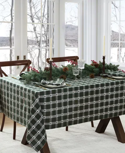 Elrene Sherwood Tree Dobby Cotton Rectangle Tablecloth, 120"x 60" In Green