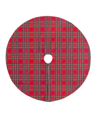 Elrene Stowe Tartan Plaid Cotton Christmas Tree Round Skirt, 48" In Red