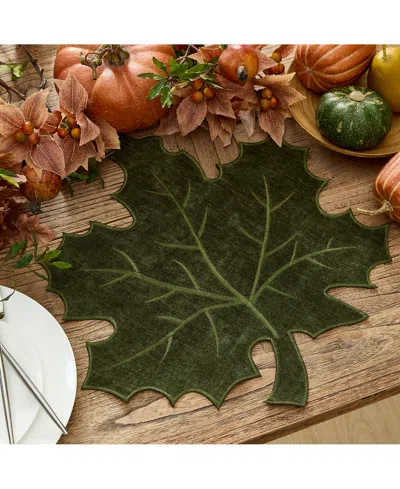 Elrene Textured Fabric Leaf Placemat In Green