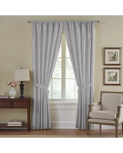 Elrene Versailles Faux Silk Blackout Window Curtain In Silver