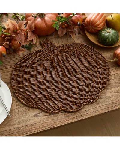 Elrene Wicker Pumpkin-shaped Woven Placemat In Brown