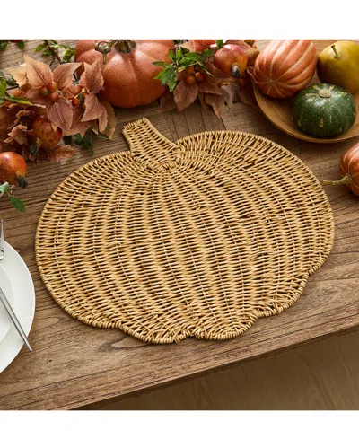 Elrene Wicker Pumpkin-shaped Woven Placemat In Brown