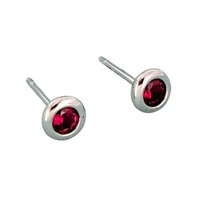 Pre-owned Elsa Peretti Color By The Yard Earrings In Sterling Silver With Rubies In Multi