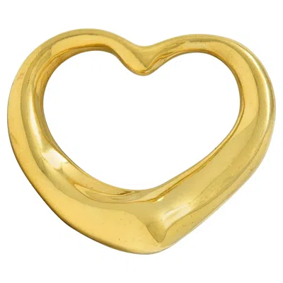 Pre-owned Elsa Peretti Tiffany & Co. 1990's 18k Yellow Gold Vintage Open Heart Pendant
