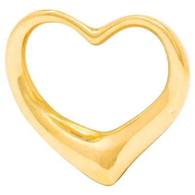 Pre-owned Elsa Peretti Tiffany & Co. 1990's 18k Yellow Gold Vintage Open Heart Pendant