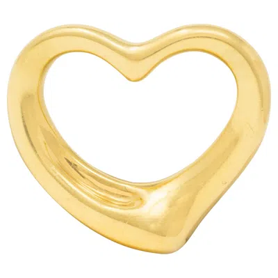 Pre-owned Elsa Peretti Tiffany & Co. 1990's 18k Yellow Gold Vintage Open Heart Pendant