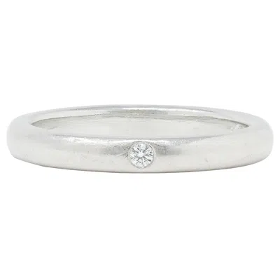Pre-owned Elsa Peretti Tiffany & Co. 2000's Diamond Platinum Flush Set Band Ring In Multi