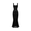 Elsava Women's Black Sequin Maxi Dress In Black