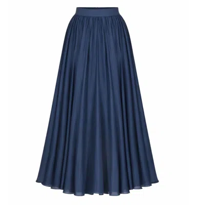 Elsava Women's Dark Blue Midi Skirt