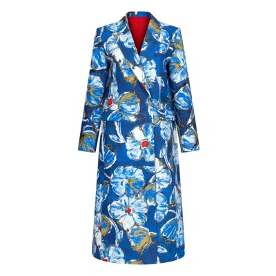 Elsava Women's  Blue Of Silence Longline Blazer