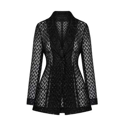 Elsava Women's  Lace Tailored  Blazer Black