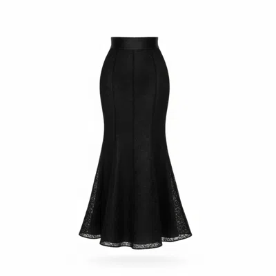 Elsava Women's  Lace Tailored Skirt Black