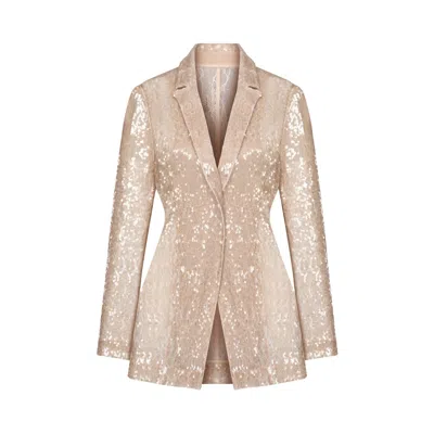 Elsava Women's Gold Beige Sequin Jacket