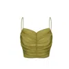 Elsava Women's Green Rushed Bloom Top In Green