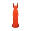Elsava Women's Orange Sequin Tie-back Midi Dress In Orange