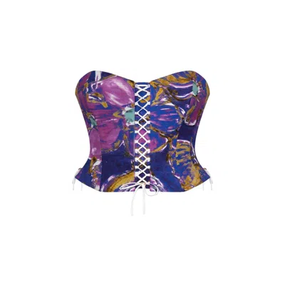 Elsava Women's Purple Sunset In Bloom  Corset In Red