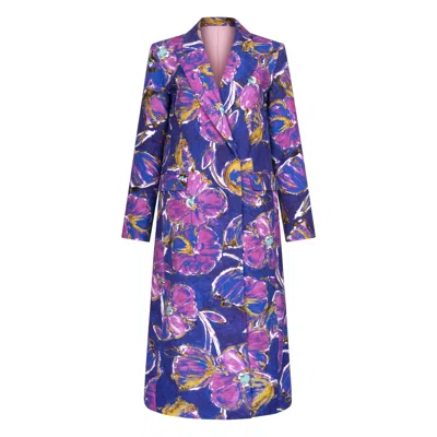 Elsava Women's Purple Sunset In Bloom Longline Blazer
