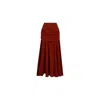 Elsava Women's Red Draped Burgundy Silk Skirt