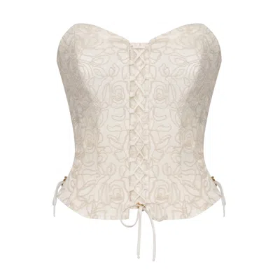 Elsava Women's White  Ivory Bloom Corset