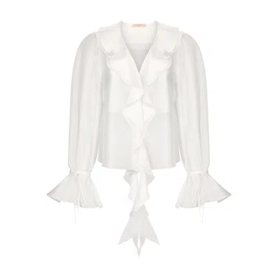 Elsava Women's White  Veil Blouse