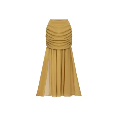 Elsava Women's Yellow Grace Ruched Skirt