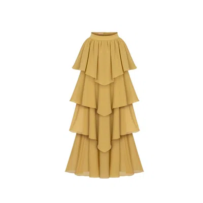 Elsava Women's Yellow Skirt With Ruffles
