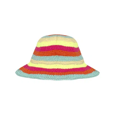 Elsie & Fred Women's Parklife Candy Striped Crochet Wide Rim Bucket Hat In Multi