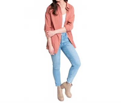 Elsie & Zoey Aaliyah Gauze Button Up In Baked Clay In Red