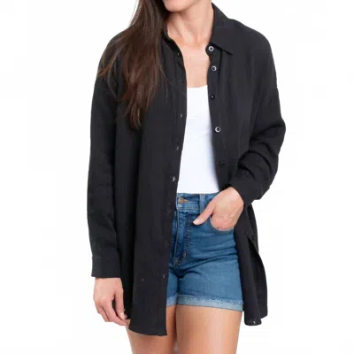 Elsie & Zoey Aaliyah Gauze Button Up In Black In Blue