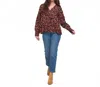 Elsie & Zoey Drew V-neck Long Sleeve Tiered Blouse In Floral Fig In Multi
