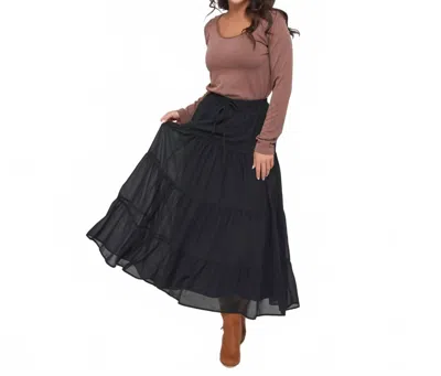 Elsie & Zoey Hazel Georgette Tiered Maxi Skirt In Jet Black