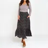 Elsie & Zoey Joie Paisley Tiered Maxi Skirt In Multi In Green