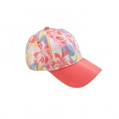 Elsie & Zoey Women's Piper Baseball Hat Tropical Floral In Bright Coral In Pink