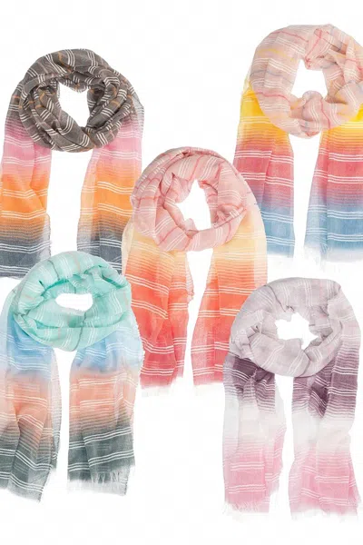 Elsie & Zoey Women's Striped Multi Colored Scarf In Purple