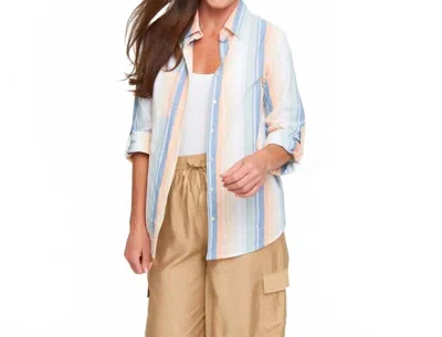 Elsie & Zoey Wynn Striped Button Up Shirt In Sunrise Stripe In Multi