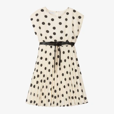 Elsy Kids' Girls Ivory & Black Polka Dot Dress